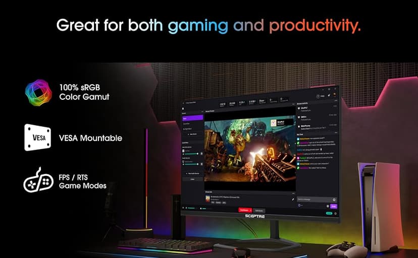 New! Sceptre 24.5-inch Gaming Monitor 240Hz 1ms DisplayPort x2 HDMI x2 100% sRGB AMD FreeSync Premium Build-in Speakers, Machine Black 2026 (E255B-FWD240 Series)