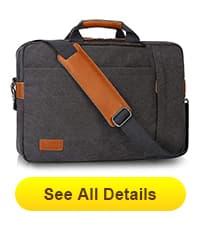 ESTARER Men Messenger Bag 17-17.3 Inch Laptop Bag Water-resistant Canvas Computer Shoulder Bag Briefcase for Work College Travel, Grey