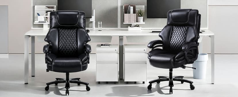 BOSMILLER 650lbs Large Big and Tall Office Chair for Heavy People with Adjustment Lumbar Support, Comfy Padded Heavy Duty Leather Executive Office Chair with Quiet Rubber for Adults 8 Hours Daliy Work