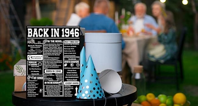 Asmallgf Happy 80th Birthday Gifts for Grandpa Grandma, Giant Big Eighty Years Old Bday Card for Women Men, Vintage 80 Husband Wife Bday Decorations