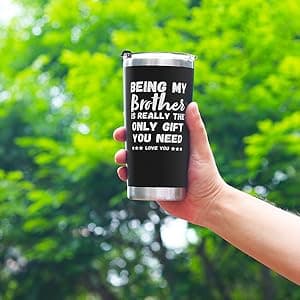 Breezy Valley Brother Gifts, Gifts for Brother from Sister Brother - Best Gifts for Older Little Brother Adult, Funny Brother Birthday Gifts Ideas for Brothers, Presents for Brother Tumbler Coffee Cup