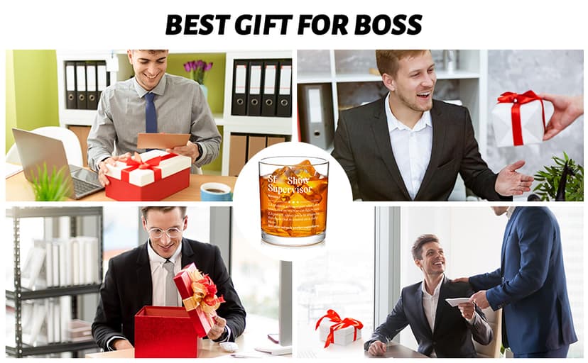 Futtumy Boss Gifts for Men, Shit Show Supervisor Whiskey Glass, Office Boss's Day Gift Christmas Gifts Birthday Thank You Gift for Supervisor Boss Men Coworker Manger, 10 Oz Old Fashioned Glass