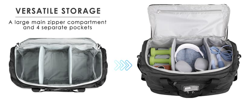 ETRONIK Gym Bag for Men Women, Carry on Luggage 22x14x9 Airline Approved, Tactical Travel Duffle Bag with Toiletry Bag and Shoe Compartment, Weekender Overnight with Wet Pocket for Workout, Black