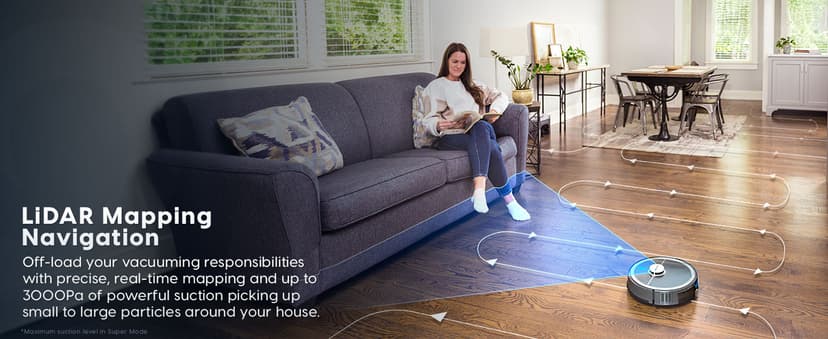 Vacmaster V10i 3-in-1 Robot Vacuum and Mop Combo with Self-Empty Station for 45 Days, LiDAR Navigation,3000Pa Strong Suction, Multi-Floor Mapping for Homes with Pets, Carpet & Hard Floors