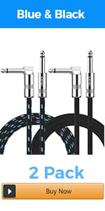 Sovvid 10FT Instrument Cable - Electric Guitar & Bass Cable with Right Angle 1/4 Inch Connector - Black & Bluetest