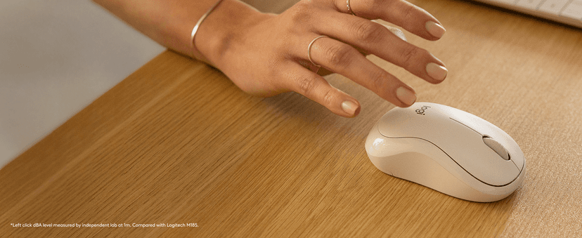 Logitech M240 Silent Bluetooth Mouse, Wireless, Compact, Portable, Smooth Tracking, 18-Month Battery, for Windows, macOS, ChromeOS, Compatible with PC, Mac, Laptop, Tablets - Off White