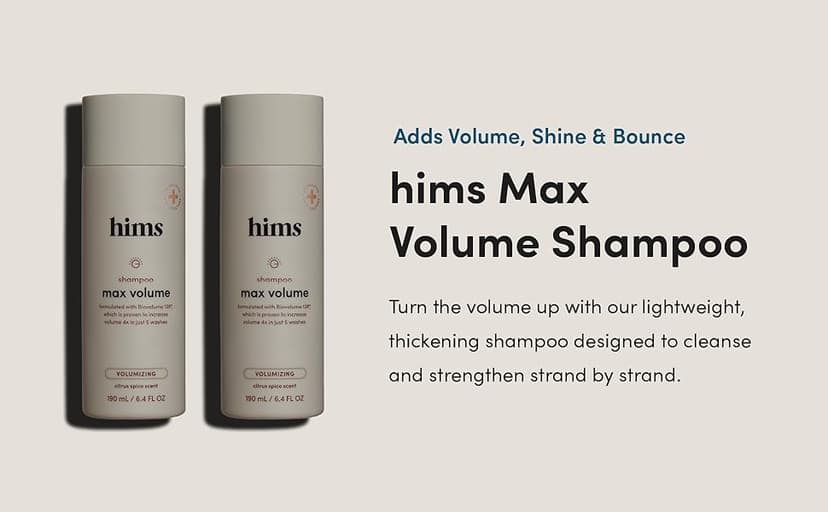 hims Max Volume Shampoo, 2 Pack - Volumizing Natural Shampoo for Men with Biotin - Adds Volume, Shine & Bounce - Citrus Spice - 2 x 6.4 fl oz