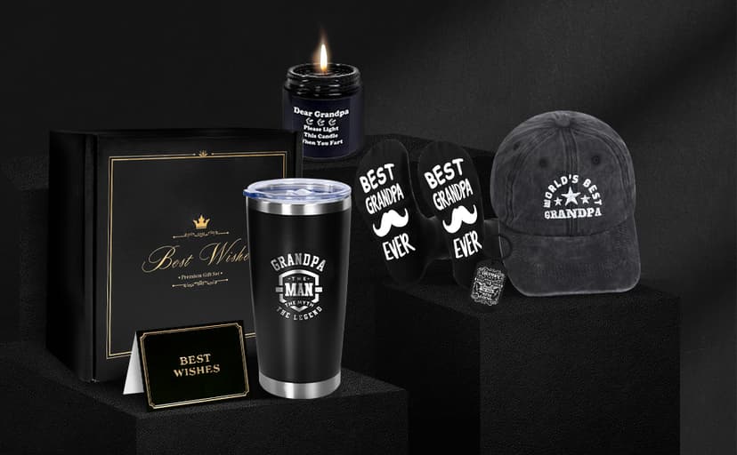 Tecanne Birthday Gifts For Grandpa - Fathers Day Gift Box Baskets For Grandpa, Husband, Men Best Christmas Package Gift Ideas