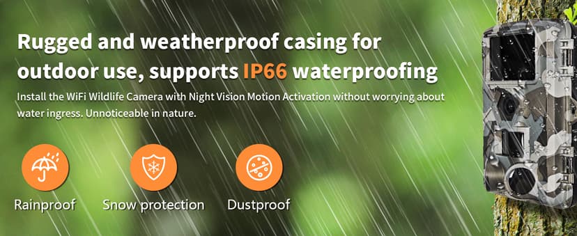 Trail Camera, 60MP Hunting Camera with WiFi, 32GB TF Card, Night Vision, Motion Activated, IP66 Waterproof, 120°Wide-Angle for Deer Scouting or Home Security, APP Control, H.264 MP4 Video