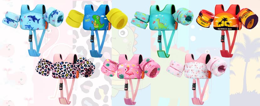 HeySplash Swim Vest for Kids, Toddler Pool Floaties, Children Swimming Vest with Adjustable Strap, Swim Jacket Water Wing Arm Float, Puddle Sea Beach Boat Jumper Boy Girl Baby