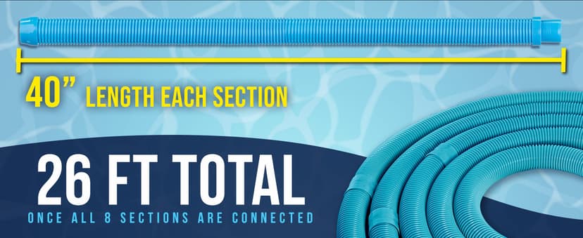 U.S. Pool Supply Pool Vacuum Hose, 8 Piece Pool Hose Set - 40" Teal Flexible Spiral Wound Connector Sections with 1.5" Male & Female Cuff Ends, Replacement Fits Most Inground Automatic Cleaner Brands
