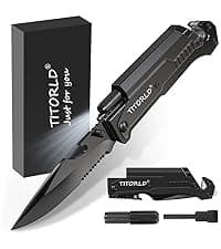 Gifts for Him Men Husband, Christmas Stocking Stuffers, Anniversary Birthday Gifts ideas for Him, Engraved Pocket Knife, Wooden Handle Folding Knife with Wood Box, Unique Outdoor Camping Hiking Tool