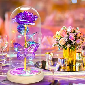 QUNPON Mothers Day Rose Gifts for Mom Flowers Rose Gifts for Women,Birthday Gifts for Women,Purple Butterfly Flowers for Mom Mother Day Flower Gifts from Daughter Son,Gift for Sister,Her,Grandma,Wife