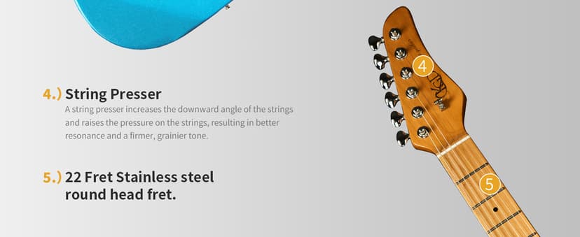 KGD Solid Electric Guitar Consists of a Roasted Mahogany Body and Maple Neck,Professional/Full Size Mercury Electric Guitar for Adults