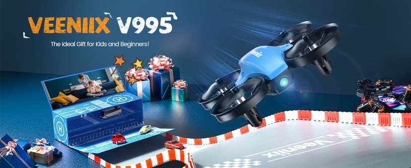 Veeniix V995 Mini Drones for Kids and Beginners,Indoor RC Quadcopter,Small Helicopter Plane with 3D Flips,360° Rotation,Circle Fly,Auto Hover,Headless Mode and 3 Batteries,Gift for Boys and Girls