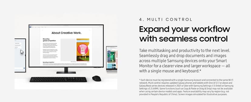 Samsung 43” Smart Monitor M7 (M70F) 4K UHD Display, Samsung Vision AI, Smart TV Apps, Gaming Hub, USB-C, HDMI and USB-A, Black, LS43FM702UNXZA, 2025