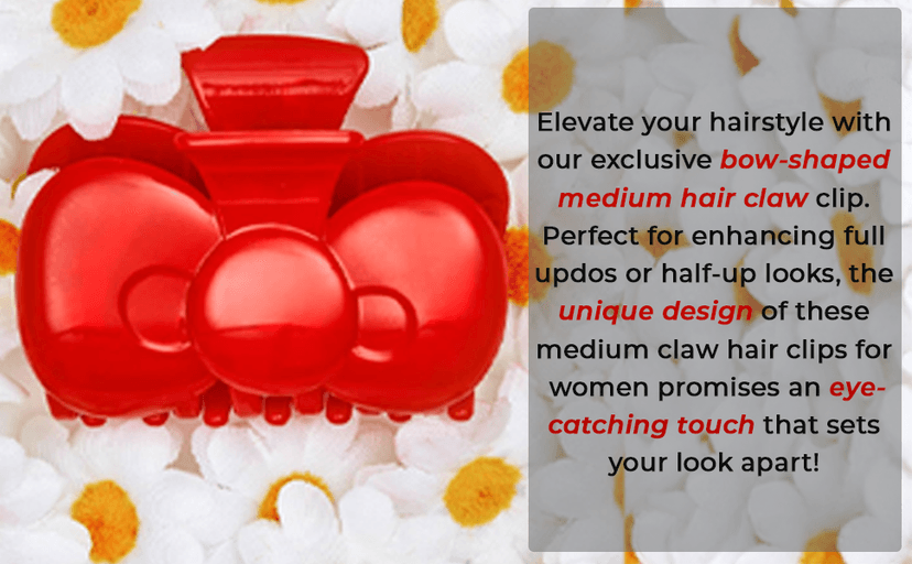 Hello Kitty x Kitsch Hair Clips for Women - Durable, Strong Hold All Day, Cute Claw Clips, Hello Kitty Stuff for Girls | Ideal Gifts for Women - Red Bow Shape, 1pc