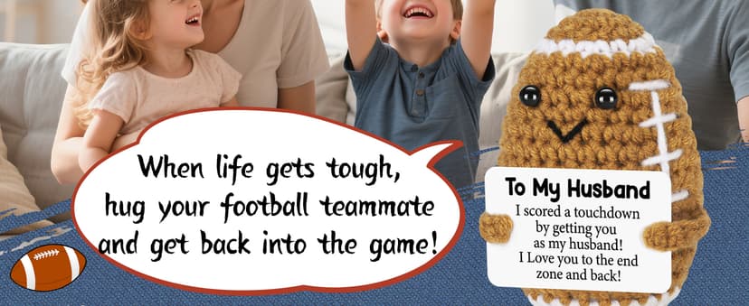 Birthday Gifts for Husband from Wife, Christmas Handmade Inspirational Crochet Football Gift for Him, Cool Wedding Anniversary Present for Husband, Cute Emotional Home Decor for Couple, Hubby, Spouse