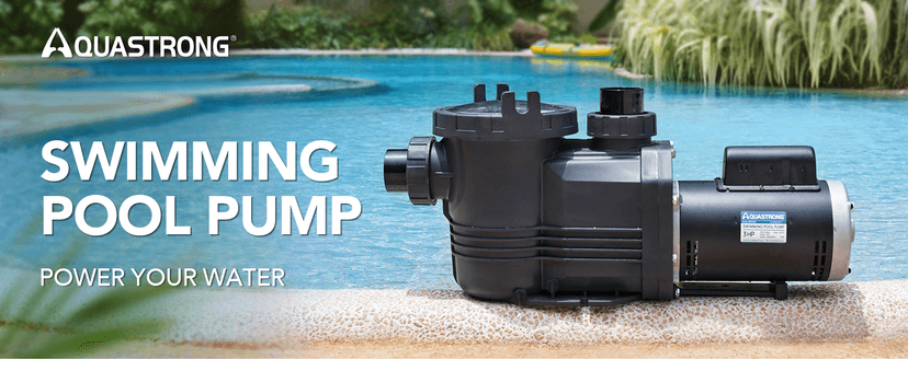 AQUASTRONG In/Above Ground Pool Pump Pure Copper Motor Energy Efficient High Flow Powerful Self Primming Swimming Pool Pumps with Filter Basket, Grey