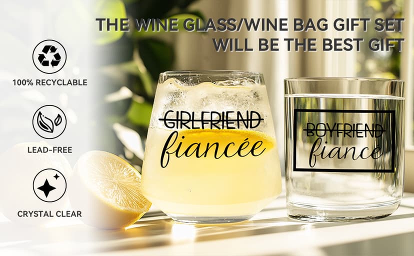 Engagement gifts for couples gifts for Newly Engaged,2025 Engagement present for Her Fiance Fiancee wine glasses for Women,Mr Mrs Gifts engaged gifts for Bridal,Women Engagement Gifts