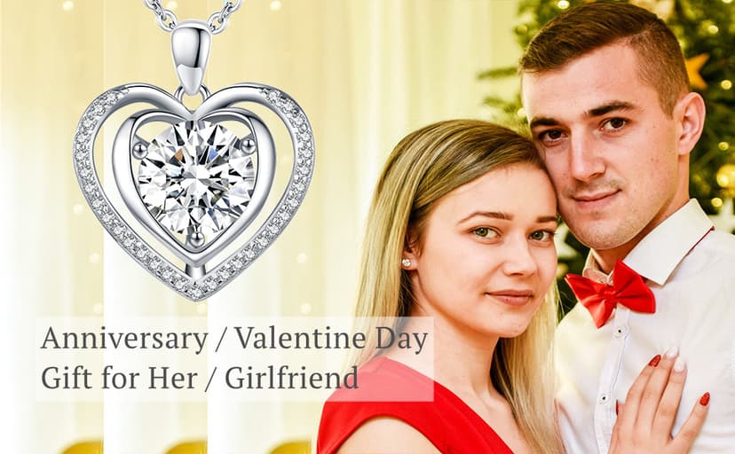 Heart Pendant Gold Necklace for Women Moissanite Lab-Created Gem I Love You Wedding Anniversary Birthday Christmas Valentine Engagements Mothers Day Jewelry for Wife Her Girlfriend Mom Daughter