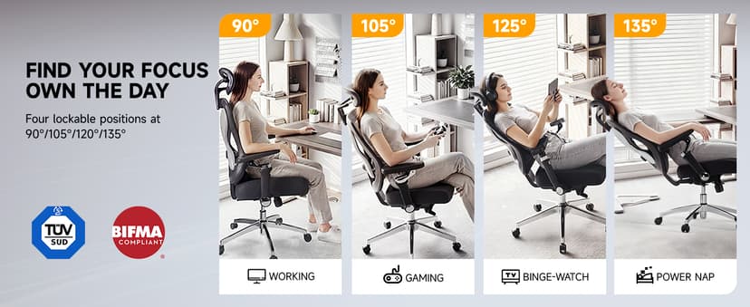 amseatec Office Chair Ergonomic Desk Chair,350 LBS Home Mesh Office Desk Chairs with 3D Adjustable Lumbar Support,5D Flip-up Arms,2D Adjustable Headrest,Comfortable Computer Gaming Chairs(Black)