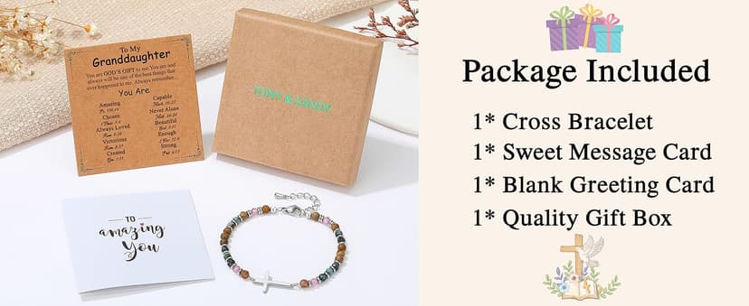 TONY & SANDY Cross Bracelet for Women, Christian Gifts for Women, Confirmation Baptism Easter Gifts, Unique Gift for Friends Daughter Mom Sister in Christ Niece on Birthday Christmas