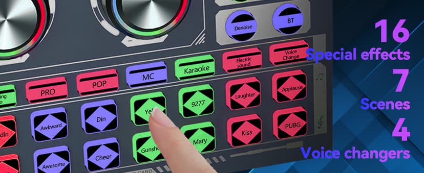 HALCONTORNO Podcast Sound Board F999 Plus - Music Mixer Board, Audio Mixer for YouTuber Streamer Music Gamer, Audio Interface, DJ Equipment Sound Card for Beginners (F999 Plus)