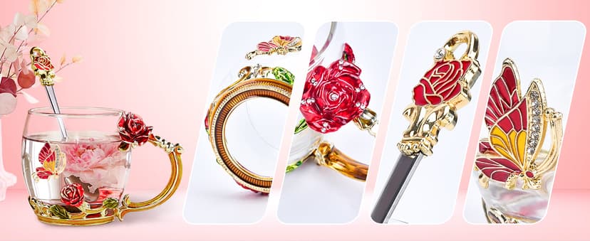 OEAGO Gifts for Mom Women Stocking Stuffers for Women Christmas Glass Coffee Enamels Mug Valentines Gifts for Her Girlfriend Wife Best Birthday Valentine's Mothers Day from Daughter Son Tea Cup