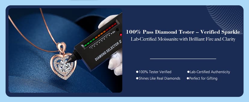 Moissanite Necklace for Women, 1Ct Yellow Gold Heart Pendant Necklace Gifts for Wife, 18K Gold Plated S925 Sterling Silver, Anniversary Jewelry Present for Wife, Birthday Gifts for Girlfriend, Mom