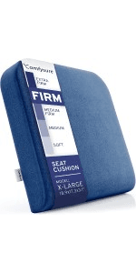 ComfySure Seat Cushion Extra Large - Firm Memory Foam Chair Pad for Recliner, Wheelchair, Office Chair, Stadium, Bleacher, Car, Floor, Patio Furniture, Bariatric Overweight Users 19”x17”x3”