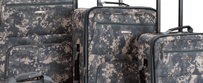 Rockland Fashion Softside Upright Luggage Set, Expandable,Lightweight,Telescopic Handle,Wheel, Pink Leopard, 2-Piece (14/19)