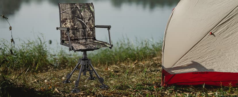 Tangkula Hunting Chair, 360 Degree Silent Swivel Blind Chair with 4 Adjustable Legs, Foot Pads & Armrests, Portable Folding Hunting Chairs for Blinds, Fishing, Camping