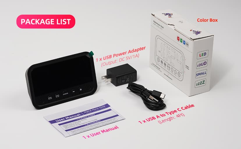 Small LED Digital Clock for Bedroom, Loud Alarm Clock for Heavy Sleepers Adults, Teens | Plug-In Electric Desk Clock | Simple Bedside Nightstand Clock with Adjustable Volume/Brightness/Snooze – Red