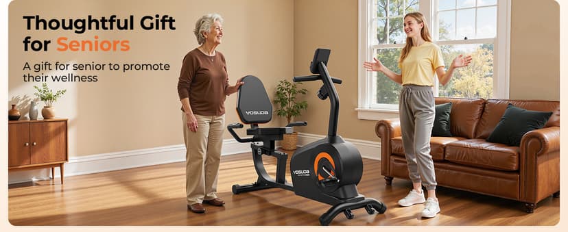 YOSUDA Recumbent Exercise Bike for Home,Magnetic Staionary Bike for Seniors/Adults with Adjustable Seat, 350LB Capacity, 16-level Resistance, LCD Monitor & Pulse Sensors