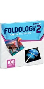 FOLDOLOGY - The Origami Puzzle Game! Brain Teasers for Tweens, Teens & Adults | Travel Game, Hands-On STEM Toy, Stocking Stuffer, Gift for Ages 10+ | Fold the Paper, Complete the Picture | 100 Puzzles