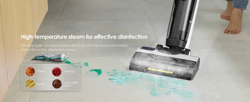 Tineco iFLOOR 5 Steam Wet Dry Vacuum All-in-one, Steam Mop Hardwood Floor Cleaner Great for Sticky Messes, 248℉ High-Temp Steam, Self-Cleaning with steam