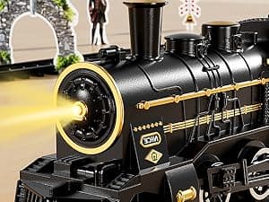 NIPLOOOW Train Set for Kids 4-8, Electric Train Toy with Realistic Sound, Lights and Smoke for Under Christmas Tree,Toddler Model Trains for 3 4 5 6 7 8 Years Old Kids Toys Gifts