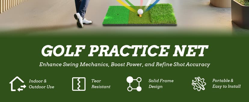 Golf Net 10x7FT with Tri-Turf Mat, Ball, Target & Bag, All-in-One Golf Practice Hitting Net for Backyard Driving, Chipping & Swing, Indoor Outdoor Training Aid, Gift for Men Dad Him Golfer