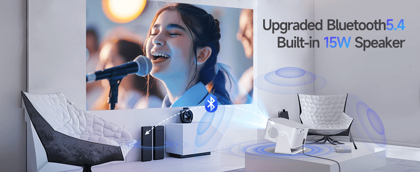 Mini Projector with Wifi and Bluetooth, Outdoor Portable Proyector 4/8K Support, 600ANSI/ 1080P/ Obstacle Avoidance/ Auto Focus, Smart Alwtniet HY350Max for Bedroom Movie HDMI/USB/Smartphone/Laptop B0G398YVW3