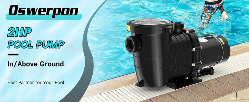 Pool Pump Above Ground/Inground, 2 HP 6900GPH Powerful Selfpriming Pool Pumps for 15,000-31,000 Gallons Pools, Dual Voltage Swimming Pool Pump with Strainer Basket & Drain Plug (2.0HP)