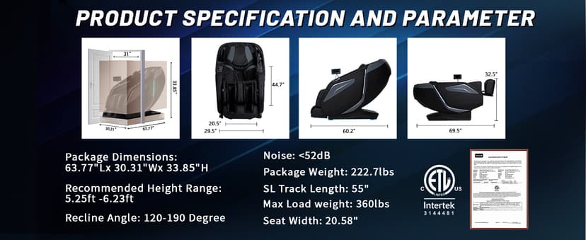 HealthRelife 4D Massage Chair Full Body Zero Gravity Recliner - 55“ SL-Track,15 Auto Modes,11 Massage Technique,40 Airbags Massage,with Yoga Stretch,APP Control,Shiatsu Foot Massage(Black)