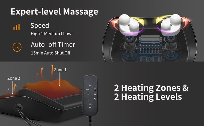 Boriwat Back Massager with Heat, 3D Kneading Massage Pillow for Back, Neck, Shoulder, Leg Pain Relief Deep Tissue, Gifts for Women Men Mom Dad