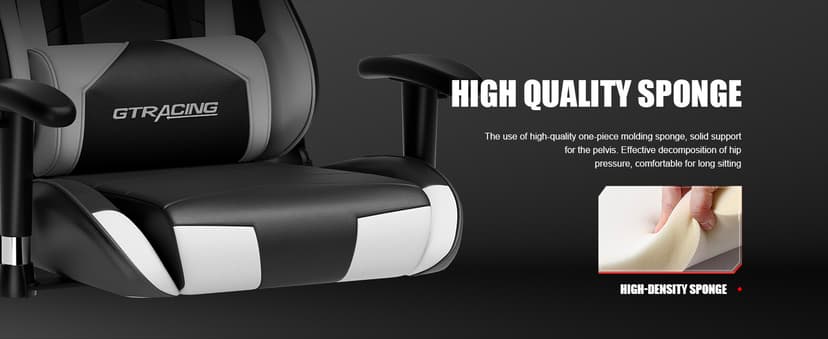GTRACING Gaming Chair Racing Office Computer Ergonomic Video Game Chair Backrest and Seat Height Adjustable Swivel Recliner with Headrest and Lumbar Pillow Esports Chair (White)