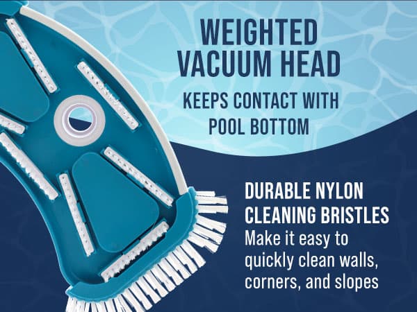 U.S. Pool Supply 12" Deluxe Weighted Butterfly Pool Vacuum Head with Side Brushes, Swivel Hose Connection, Pole Handle - Clean Debris Above Ground & In-Ground Swimming Pools, Spas – Vinyl Liner Safe