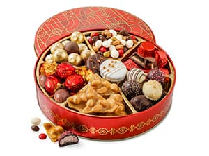 Holiday Chocolate Gift Basket- Thanksgiving and Christmas Nut and Candy Gift Box for Men, Women, Families, Corporate- Bonnie and Pop
