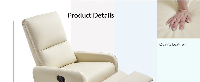 Jocisland Swivel Glider Rocking Recliner Chair for Adults, Nursery Rocker Reclining, Comfy Upholstered Single Sofa Armchair for Living Room Bedroom Nursing, Leather Cream