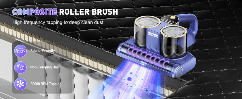 Mattress Vacuum Cleaner, 16kPa Bed Vacuum Cleaner with 253.7nm UV-C Light, Ultrasonic & 140℉ Heating, Dual Cup & Widen Suction Port Handheld Vacuums for Bed, Sofa, Couch, Crib (500W, Corded)