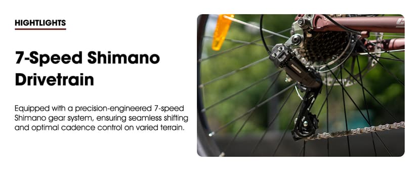 HILAND 700C Road Hybrid Bike, 7 speeds Bikes Urban City Commuter Bicycle with Disc Brake for Men Women Adult Comfortable Bicycle