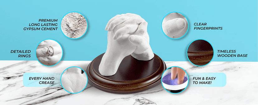 Hula Home Hand Casting Kit for Couples or Family with Mounting Plaque | Anniversary DIY Gifts Her & Him, Keepsake Sculpture Wedding Kids,